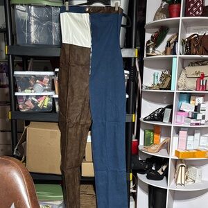 Fashion Nova Colorblock Jumpsuit - Brown, Blue, and White